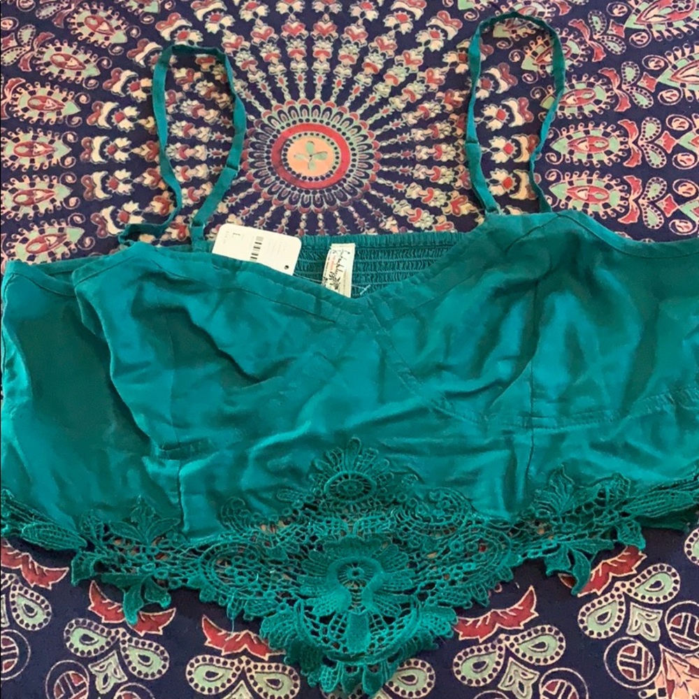 Free people bralette - teal green/size L NWT